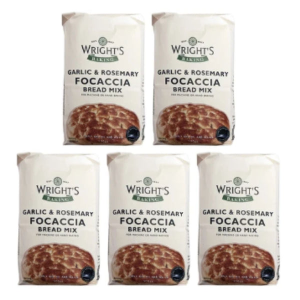 Wrights Baking Garlic & Rosemary Focaccia Bread Mix, 5x500g