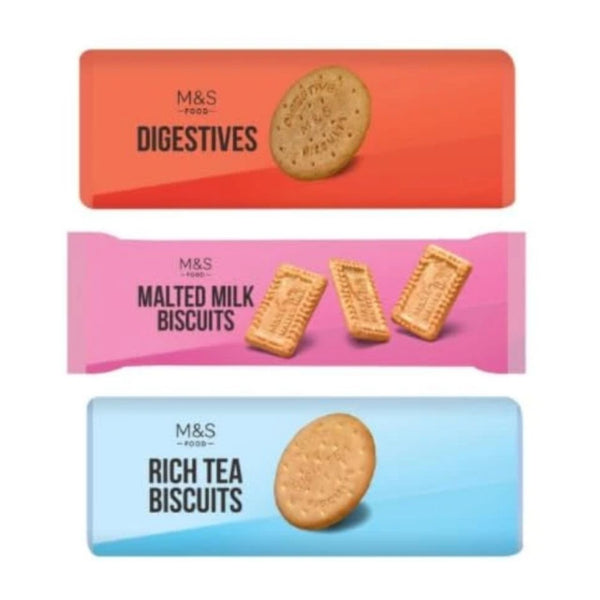 M&S Food Digestives, Malted Milk Biscuits, and Rich Tea Biscuits, Classic Biscuit Variety