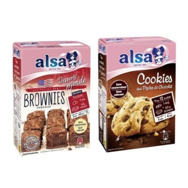 Alsa Baking Mix Bundle, Chocolate Brownies and Chocolate Chip Cookies, No Preservatives, No Colouring