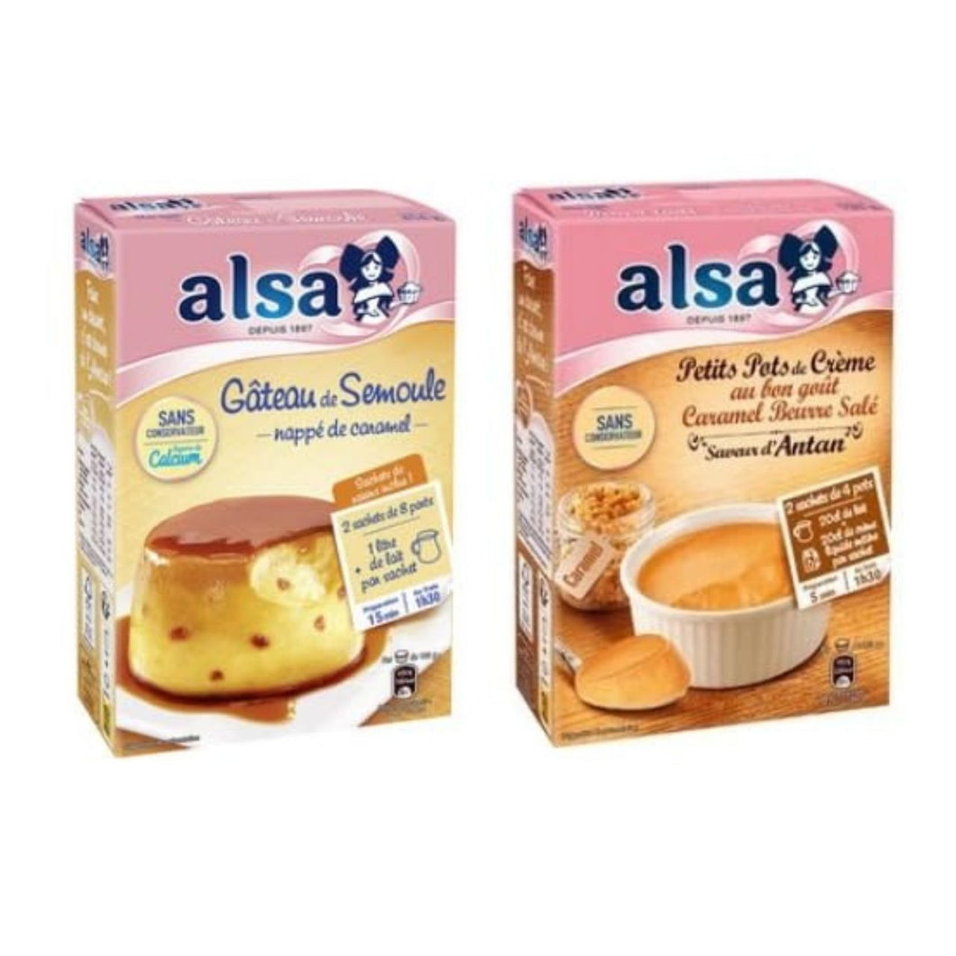 Alsa Gâteau de Semoule et Petits Pots de Crème Caramel Beurre Salé, Dessert Mix, No Preservatives