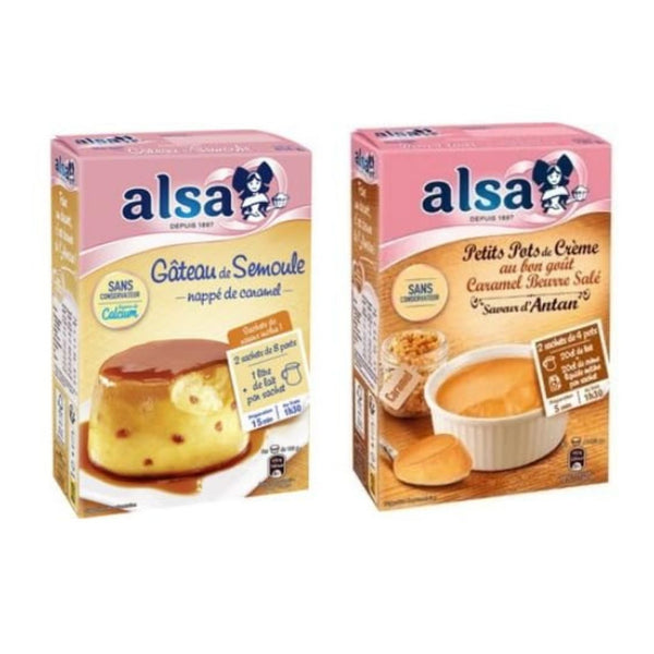 Alsa Gâteau de Semoule et Petits Pots de Crème Caramel Beurre Salé, Dessert Mix, No Preservatives
