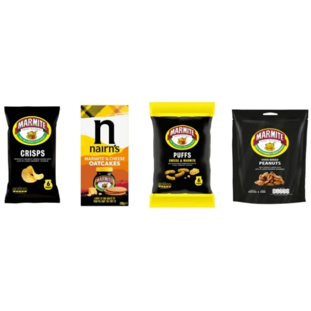 Marmite Snack Variety Pack, Crisps, Puffs, Oatcakes, Peanuts, Multipack