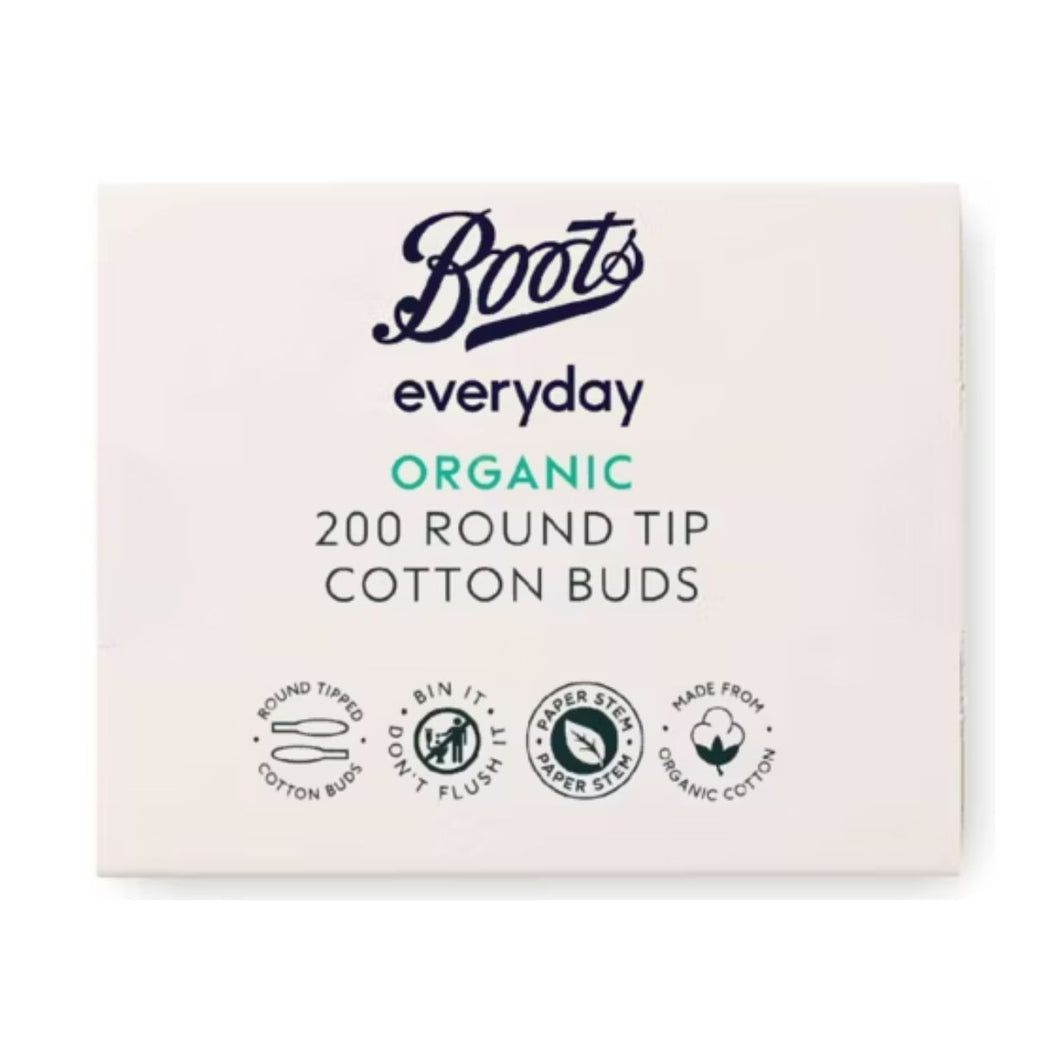 Boots Everyday Organic Round Tip Cotton Buds 200 buds
