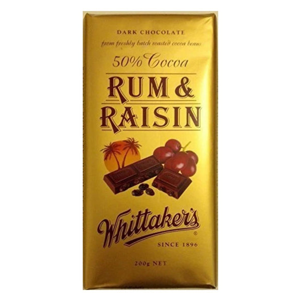 Whittaker's Chocolate Block 200g (Made in New Zealand) (Rum & Raisin Dark Chocolate) by Whittakers
