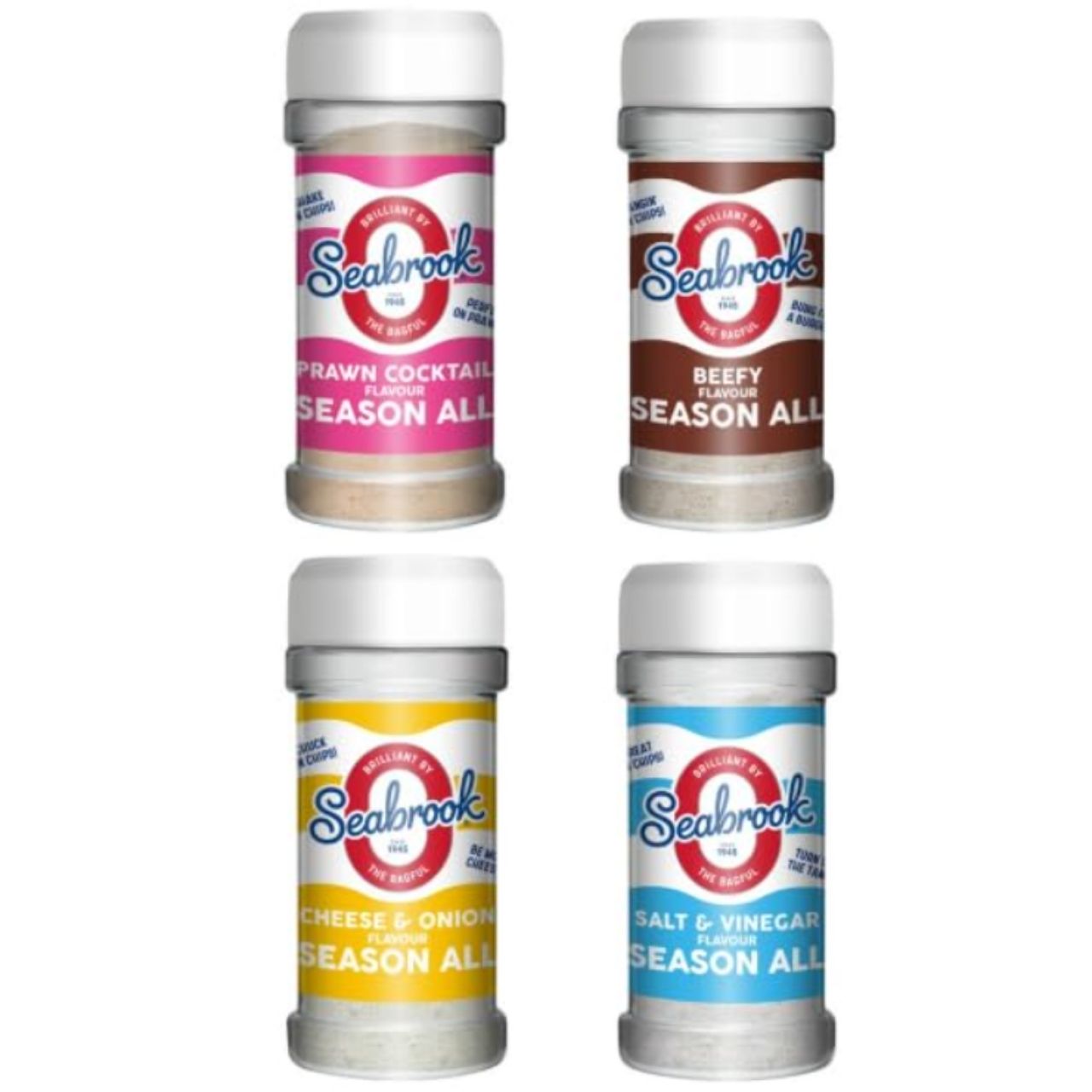 Seabrooks Seasoning Variety Pack, Cheese & Onion, Prawn Cocktail, Beefy, Salt & Vinegar