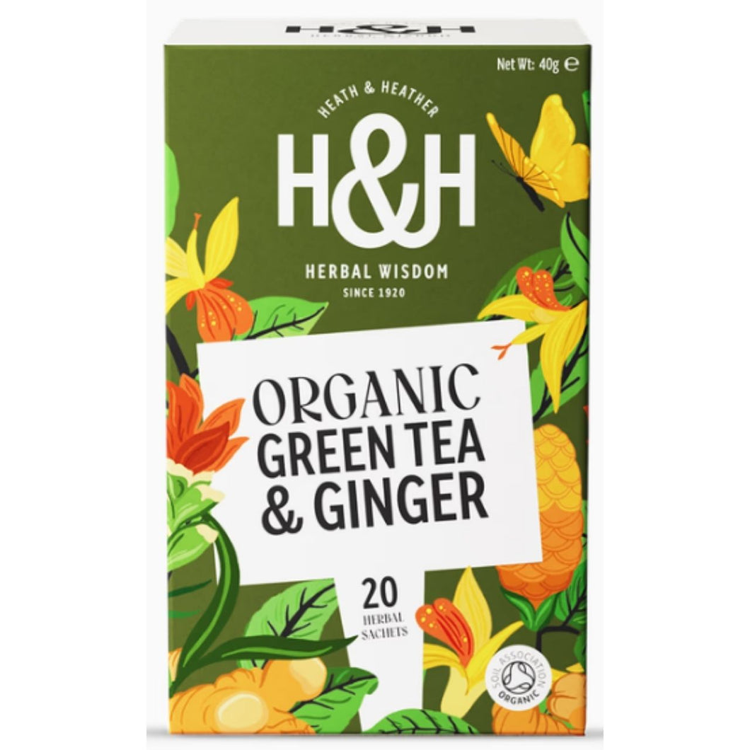 Heath & Heather Organic Green Tea with Ginger 20 Tea Bags
