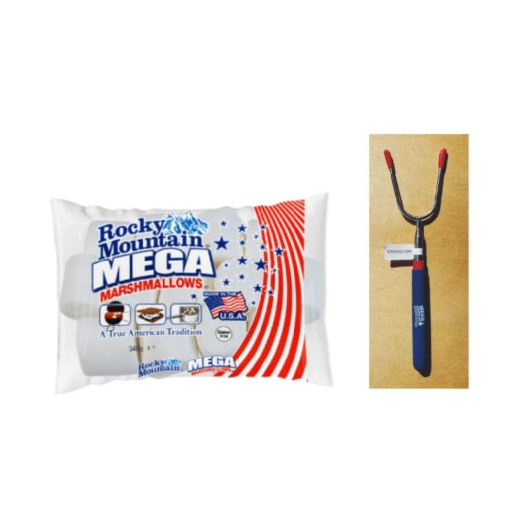 Rocky Mountain Mega Marshmallows with Toasting Fork, Gluten Free, Made in the USA, 340g