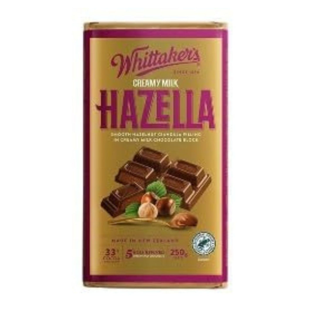 Whittaker's Hazella Creamy Milk Chocolate Block, Smooth Hazelnut Praline, Made in New Zealand, 250g