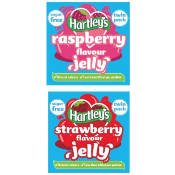 Hartley's Raspberry and Strawberry Flavour Jelly, Sugar Free, Twin Pack.