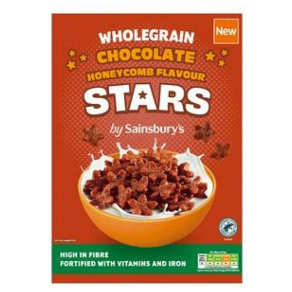 Sainsbury's Wholegrain Chocolate Honeycomb Flavour Stars Breakfast Cereal 375g