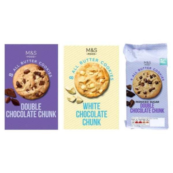 M&S Food All Butter Cookies, Double Chocolate Chunk and White Chocolate Chunk