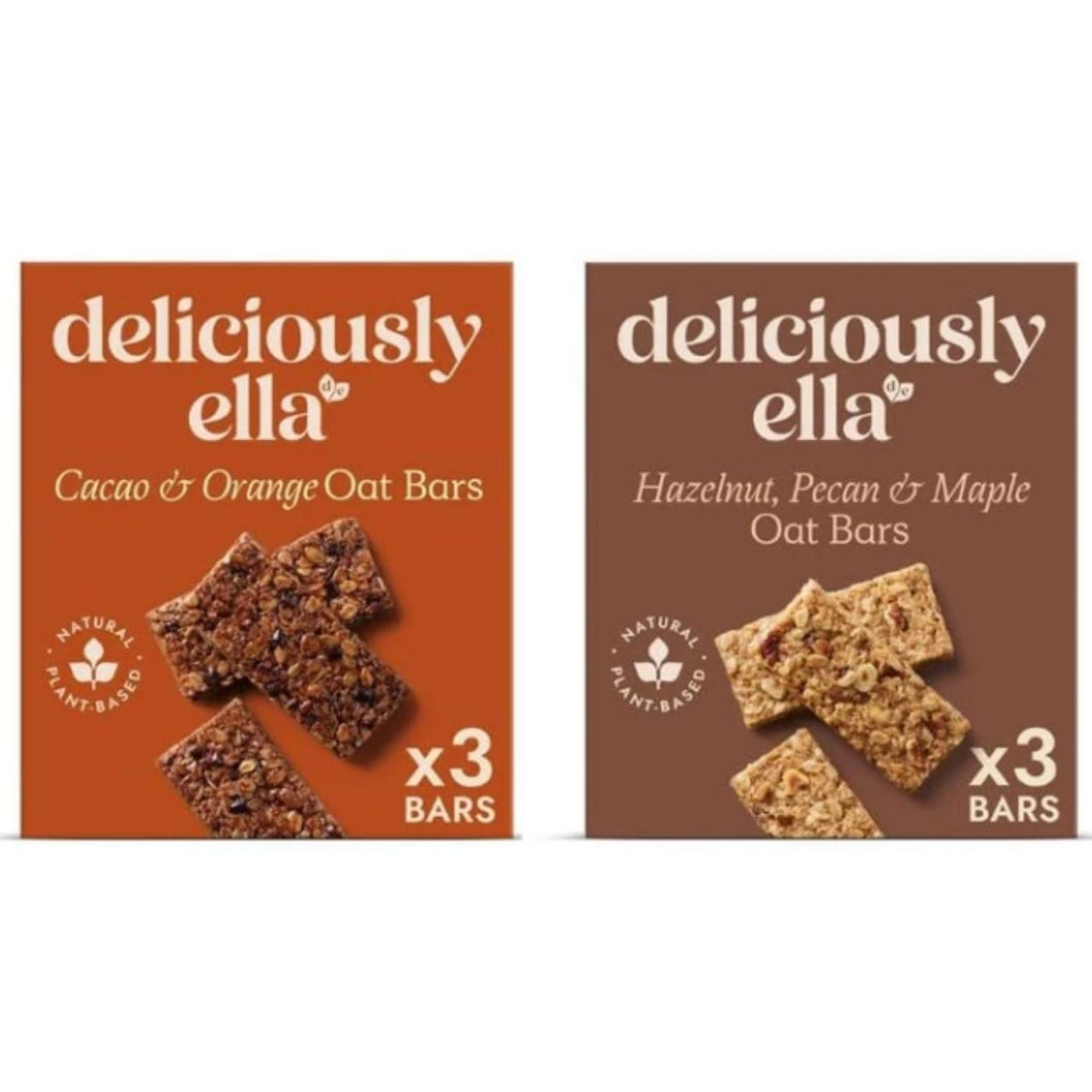 Deliciously Ella Oat Bars - Cacao & Orange 3x50g and Hazelnut, Pecan & Maple 3x50g