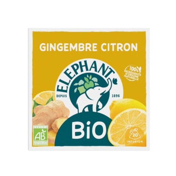 Elephant Infusion Bio Gingembre Citron 20 Sachets 34g
