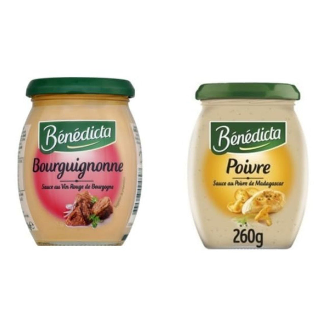 Bénédicta Sauce Duo Pack, Bourguignonne au Vin Rouge de Bourgogne and Poivre de Madagascar