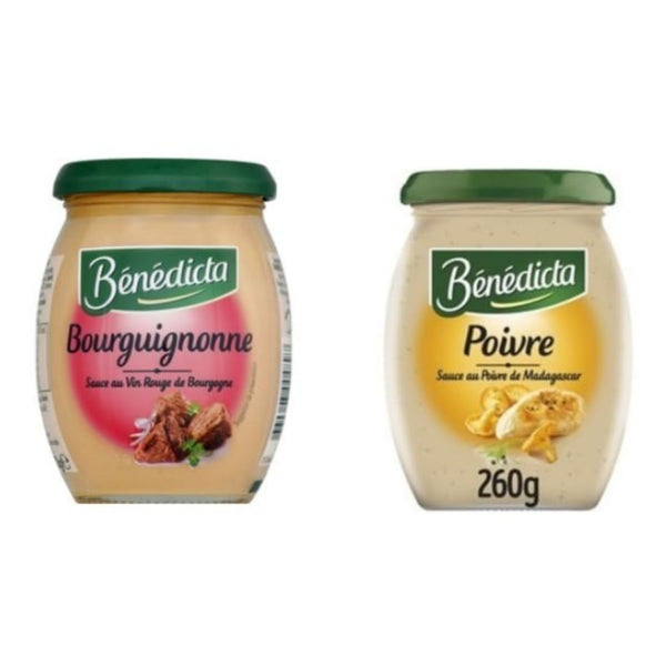 Bénédicta Sauce Duo Pack, Bourguignonne au Vin Rouge de Bourgogne and Poivre de Madagascar
