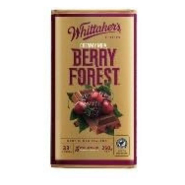Whittaker's Berry Forest Chocolate Block, Dark Chocolate with Mixed Berries, 250g