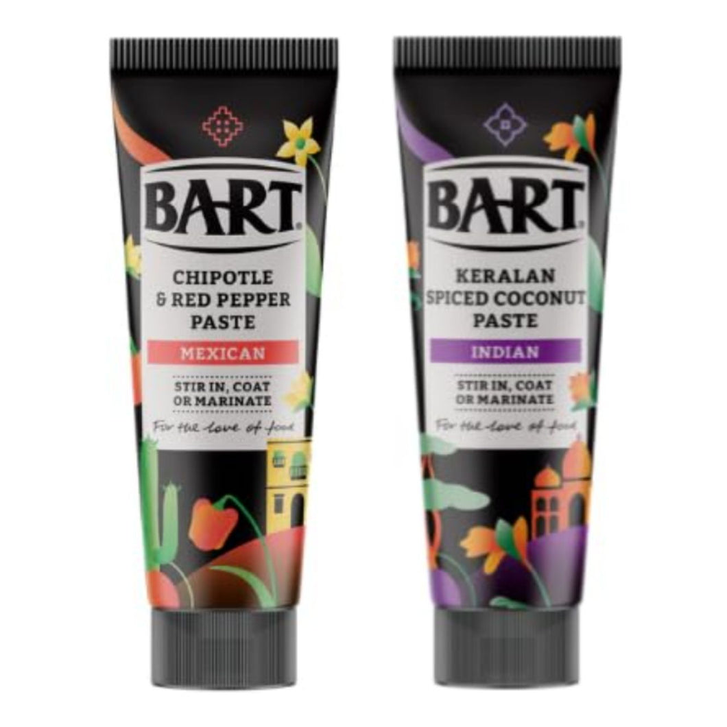 BART Chipotle & Red Pepper Paste and Keralan Spiced Coconut Paste, Mexican & Indian, Stir In, Coat or Marinate, 2 Pack