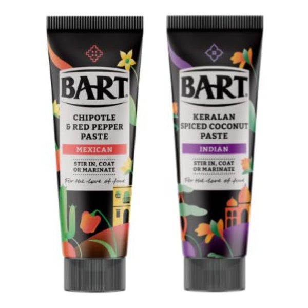 BART Chipotle & Red Pepper Paste and Keralan Spiced Coconut Paste, Mexican & Indian, Stir In, Coat or Marinate, 2 Pack