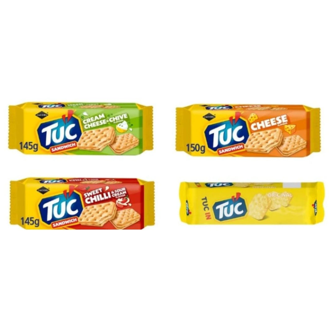 Jacobs TUC Sandwich Crackers, Cream Cheese & Chive, Cheese, Sweet Chilli & Sour Cream, Original Flavours