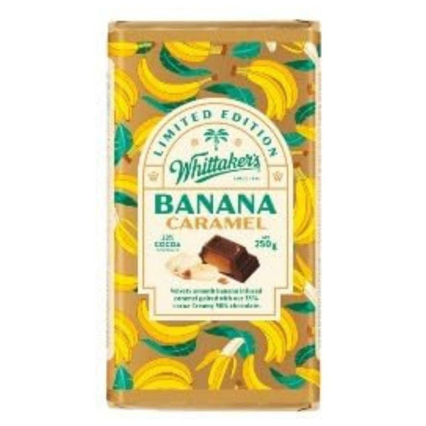 Whittaker's Banana Caramel Milk Chocolate Block, Limited Edition, 250g