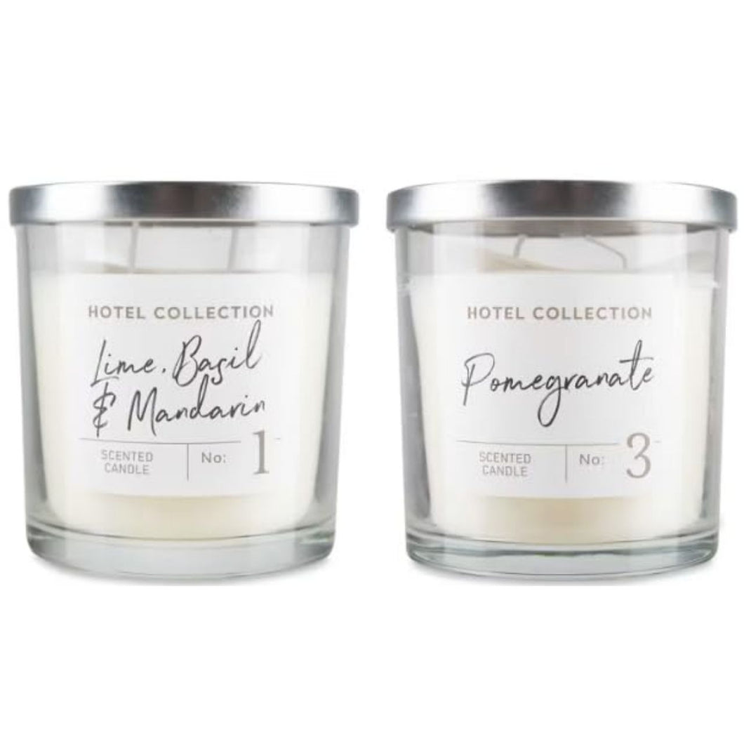 Hotel Collection Scented Candles, Lime Basil & Mandarin and Pomegranate, Glass Jar - (Pack of 2)