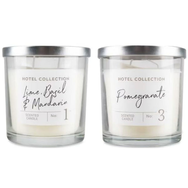 Hotel Collection Scented Candles, Lime Basil & Mandarin and Pomegranate, Glass Jar - (Pack of 2)
