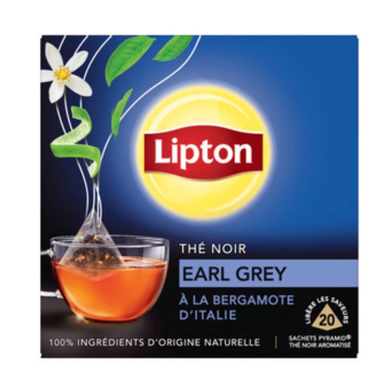 Lipton Thé Noir Earl Grey à la Bergamote d'Italie (x20) 32g