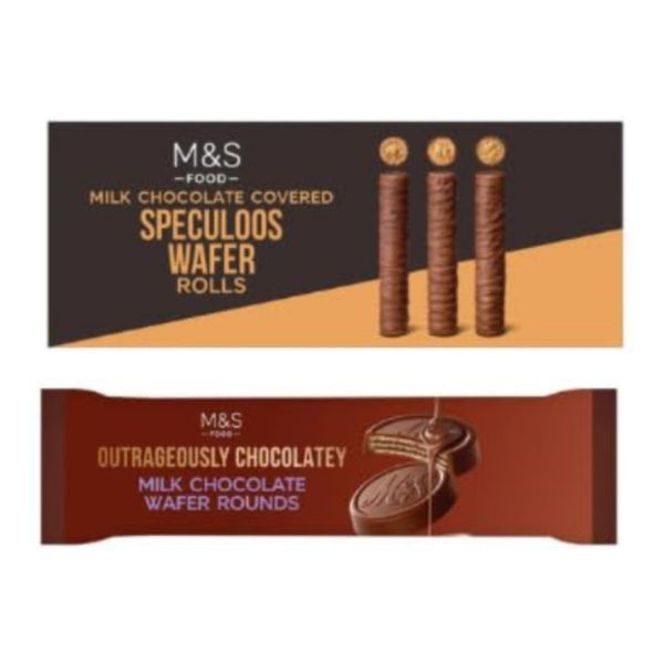 M&S Food Milk Chocolate Covered Speculoos Wafer Rolls and Outrageously Chocolatey Milk Chocolate Wafer Rounds