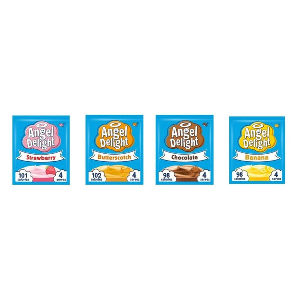 Angel Delight Instant Dessert Mix, Strawberry, Butterscotch, Chocolate and Banana Flavours