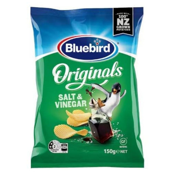 Bluebird Originals Salt & Vinegar Chips, Gluten Free, Made with NZ Grown Potatoes, 150g