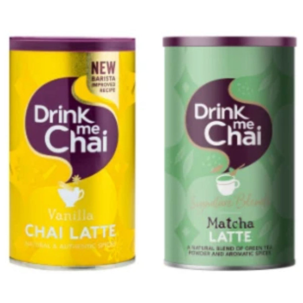 DRINK ME CHAI Vanilla Chai Latte 250g & DRINK ME CHAI Signature Blends Matcha Chai Latte 238g