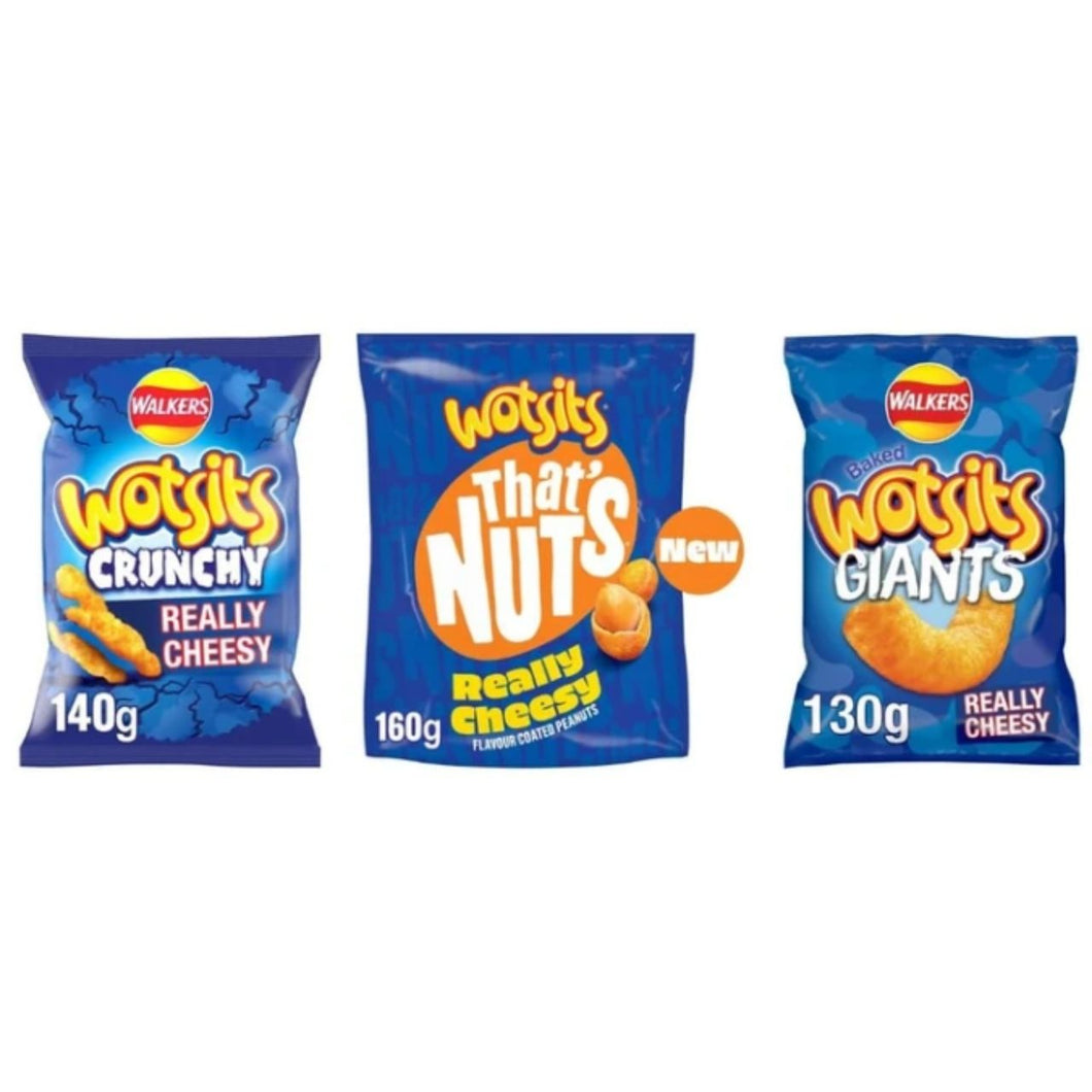 Walkers Wotsits Variety Pack, Really Cheesy Crunchy, That's Nuts, Baked Giants, 140g, 160g, 130g