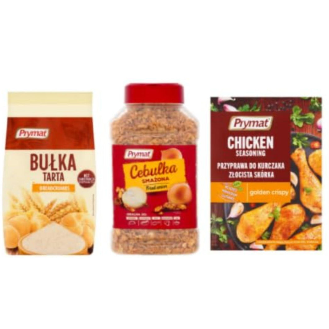 Prymat Breadcrumbs, Fried Onion, and Chicken Seasoning Golden Crispy, Spice & Coating Variety Pack