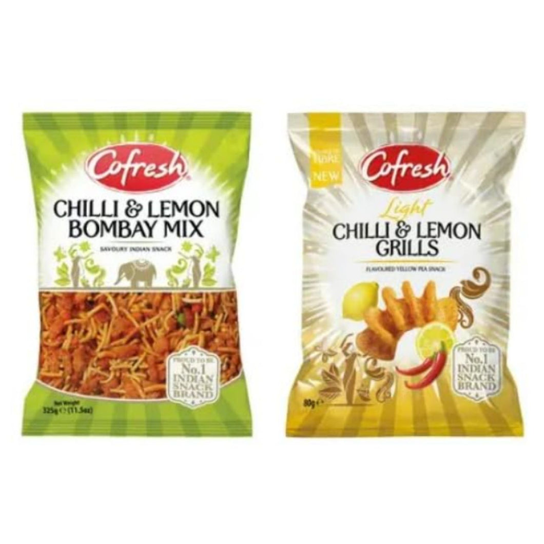 Cofresh Chilli & Lemon Bombay Mix and Grills, Savoury Indian Snack, Flavoured Yellow Pea Snack