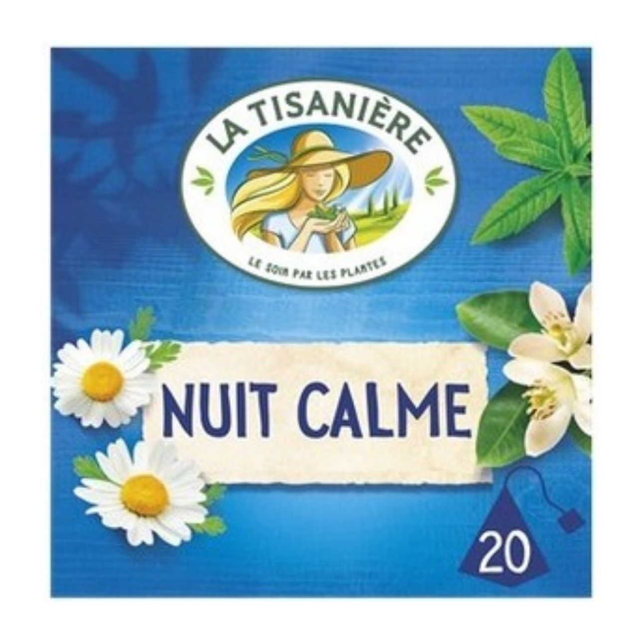 La Tisaniere Infusion Nuit Calme Camomille , Fleur Oranger, Verveine 20 Sachets 37.5g (BLEU)