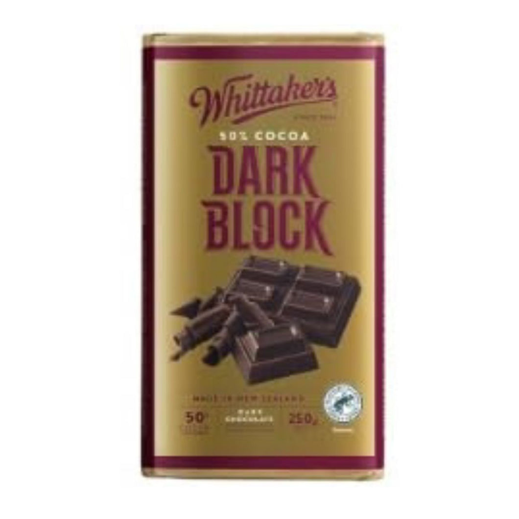 Whittaker's Dark Block Chocolate, 50% Cocoa, Dark Chocolate, 250g