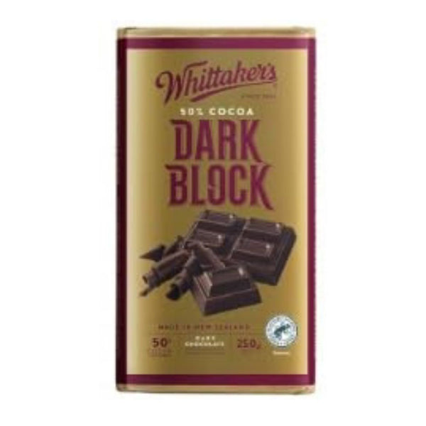 Whittaker's Dark Block Chocolate, 50% Cocoa, Dark Chocolate, 250g