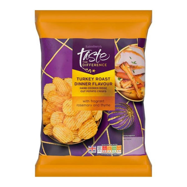 Sainsbury's 150g Turkey Roast Dinner Flavour Hand Cooked Ridge Cut Potato Crisps, Taste the Difference