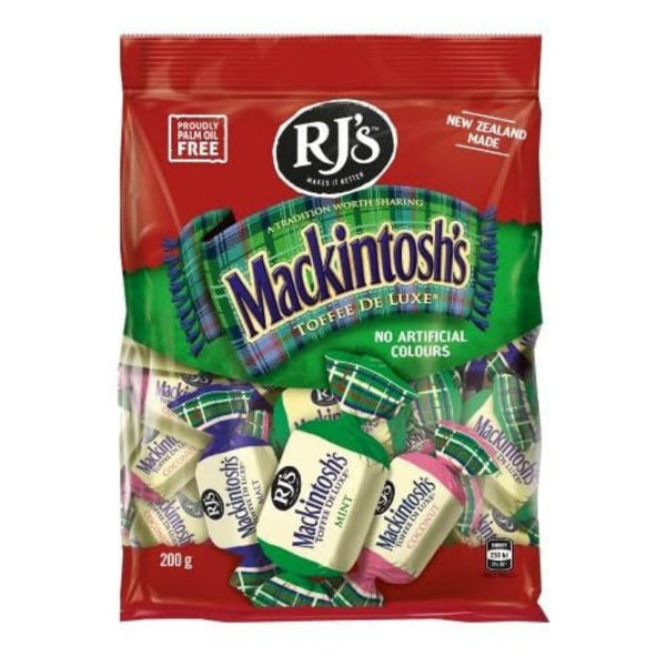 RJ's Mackintosh's Toffee De Luxe, No Artificial Colours, New Zealand Made, 200g