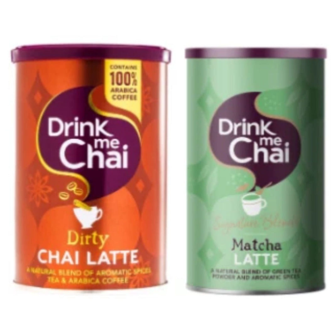 DRINK ME CHAI Dirty Chai Latte 200g & DRINK ME CHAI Signature Blends Matcha Chai Latte 238g