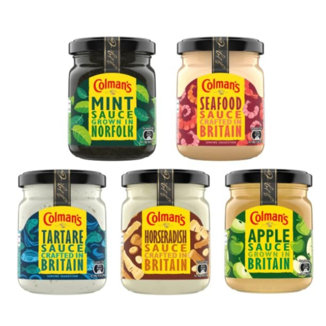 Colman's Sauce Collection, Mint, Seafood, Tartare, Horseradish, Apple, Crafted in Britain