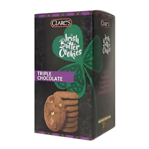 Clare's Irish Butter Cookies, Triple Chocolate Flavour, Indulgent Biscuit Treat