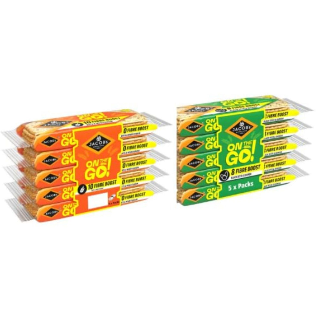 Jacobs On the Go! Crackers, Fibre Boost, Multipack Snack Biscuits