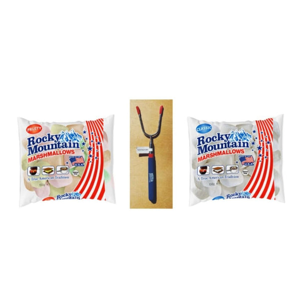 Rocky Mountain Marshmallows Fruity and Classic Variety Pack with Toasting Fork, Gluten Free.