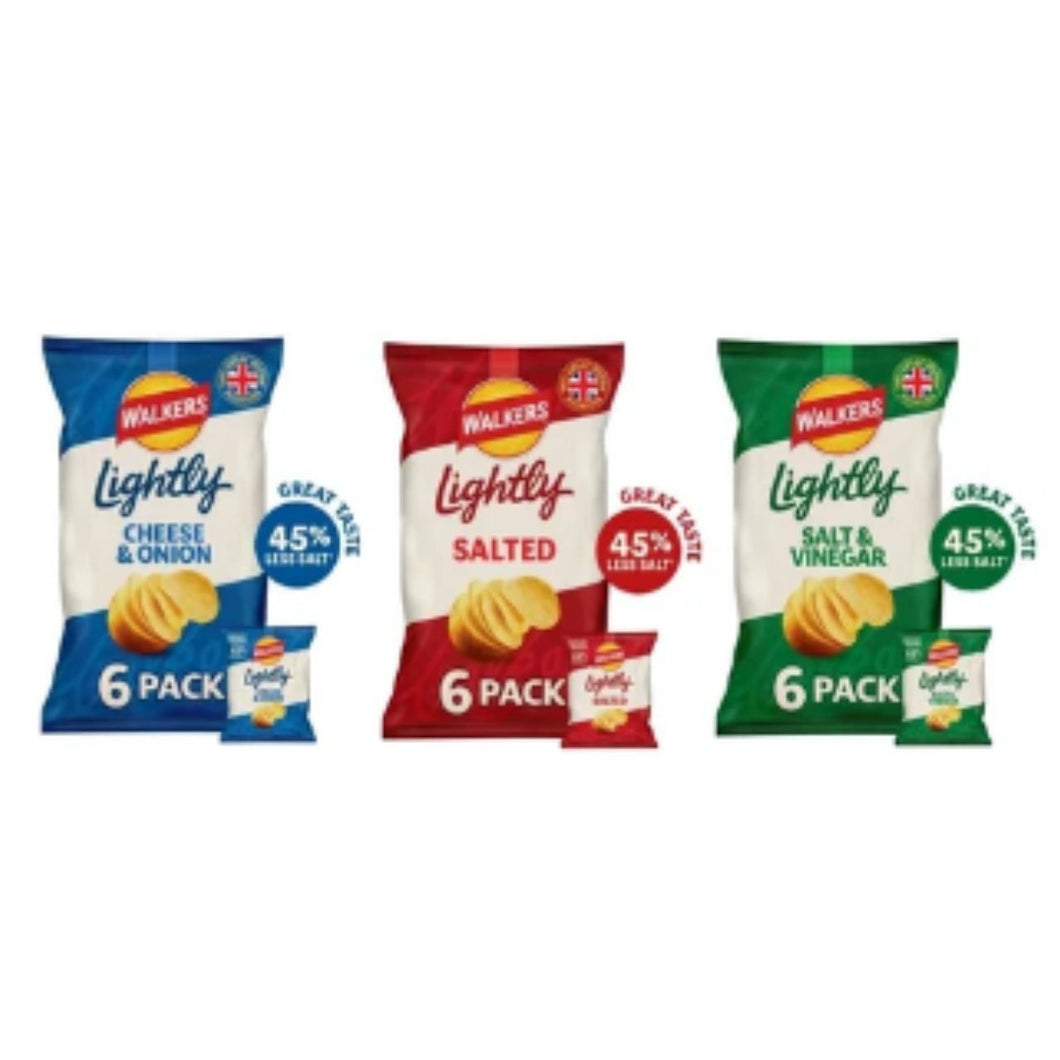 Walkers Lightly Crisps, 45% Less Salt Bundle - 3 Flavours