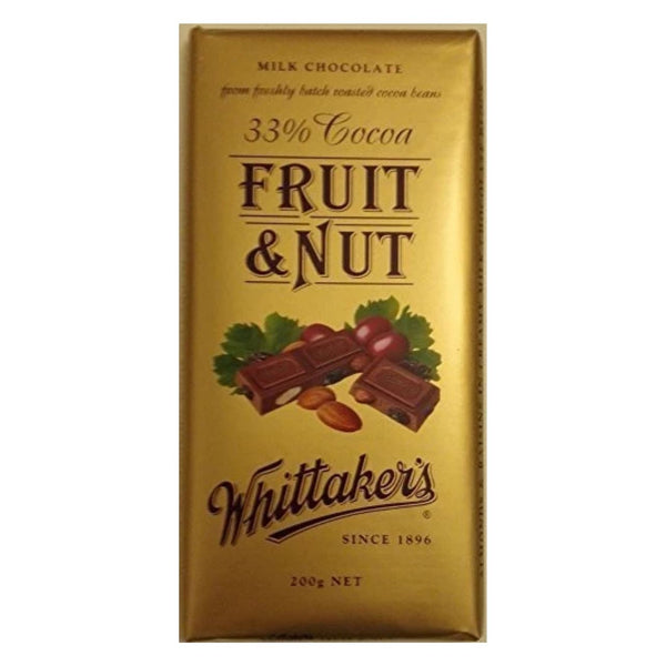 Whittaker's Chocolate Block 200g (Made in New Zealand) (Fruit & Nut Milk Chocolate) by Whittakers