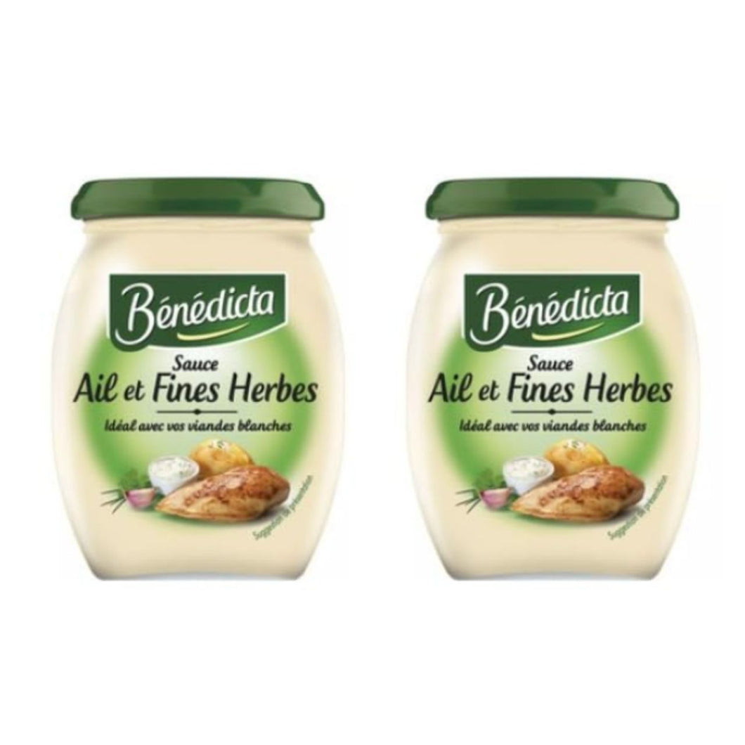 Bénédicta Sauce Ail et Fines Herbes, Garlic and Fine Herbs Sauce, Ideal for White Meats, Pack of 2