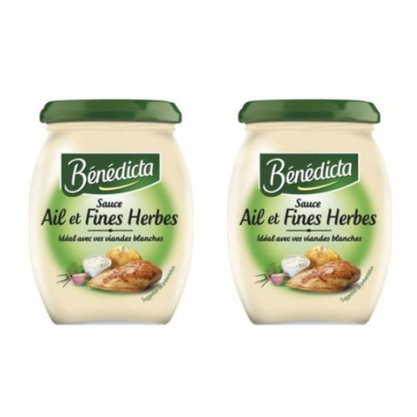 Bénédicta Sauce Ail et Fines Herbes, Garlic and Fine Herbs Sauce, Ideal for White Meats, Pack of 2