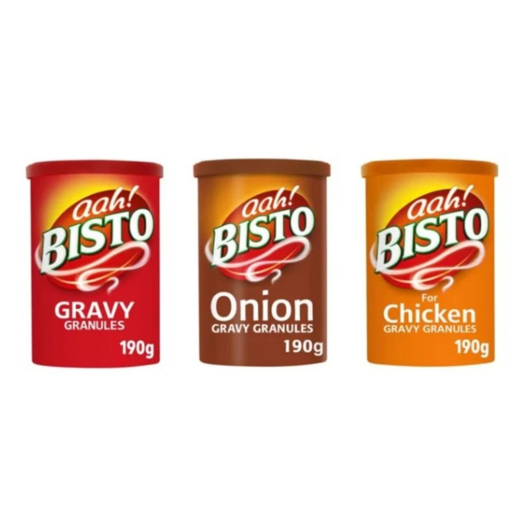 Bisto Gravy Granules Classic Variety Pack, Original, Onion, and Chicken, 190g Each