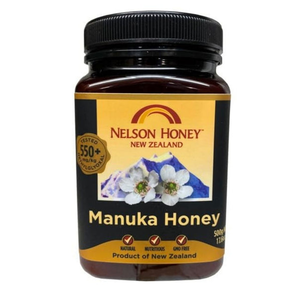 Nelson Honey Manuka Honey, 550+ mg/kg Methylglyoxal, Natural and GMO Free, Product of New Zealand, 500g